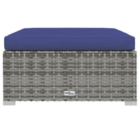 Thumbnail for Gartenhocker mit Kissen Grau 70x70x30 cm Poly Rattan