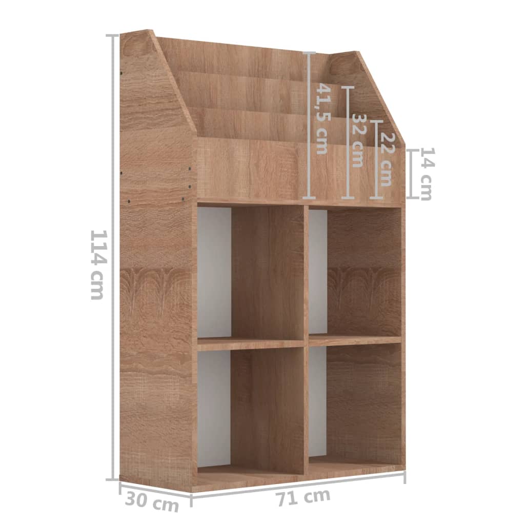 Kinder-Bücherregal Sonoma-Eiche 71x30x114 cm Spanplatte