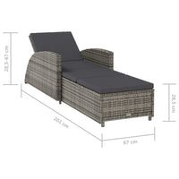 Thumbnail for Sonnenliege mit Dunkelgrauer Auflage Poly Rattan Grau