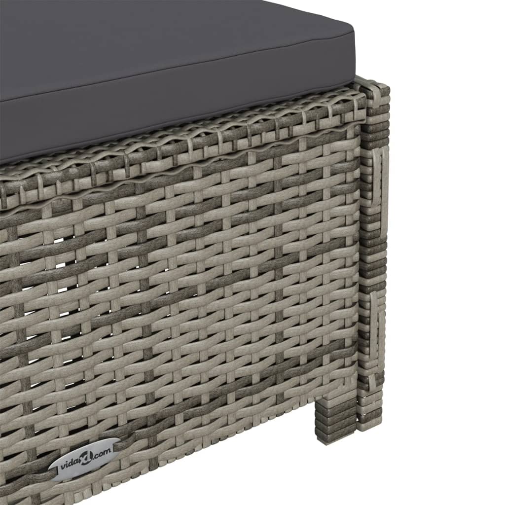 Sonnenliege mit Dunkelgrauer Auflage Poly Rattan Grau