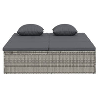 Thumbnail for Sonnenliege und Gartensofa mit Kissen Poly Rattan Dunkelgrau