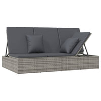 Thumbnail for Sonnenliege und Gartensofa mit Kissen Poly Rattan Dunkelgrau