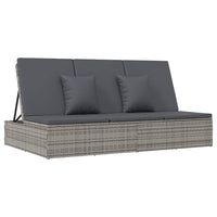 Thumbnail for Sonnenliege und Gartensofa mit Kissen Poly Rattan Dunkelgrau