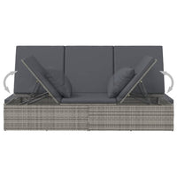 Thumbnail for Sonnenliege und Gartensofa mit Kissen Poly Rattan Dunkelgrau