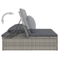 Thumbnail for Sonnenliege und Gartensofa mit Kissen Poly Rattan Dunkelgrau