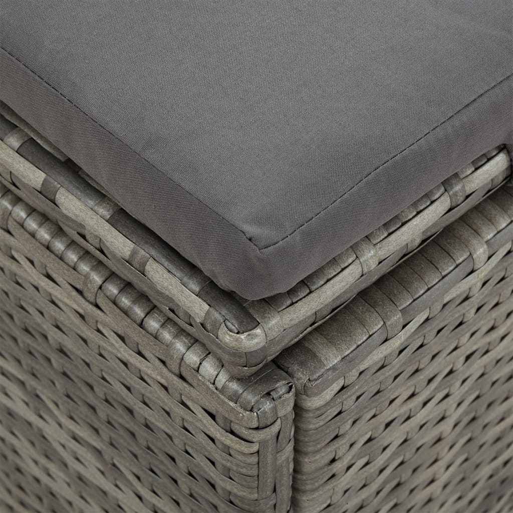 Sonnenliege und Gartensofa mit Kissen Poly Rattan Dunkelgrau