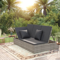 Thumbnail for Sonnenliege und Gartensofa mit Kissen Poly Rattan Dunkelgrau