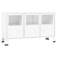 Thumbnail for Industrial Sideboard Weiß 105x35x62 cm Metall und Glas