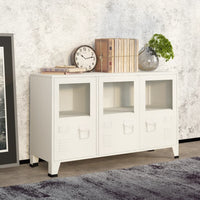 Thumbnail for Industrial Sideboard Weiß 105x35x62 cm Metall und Glas