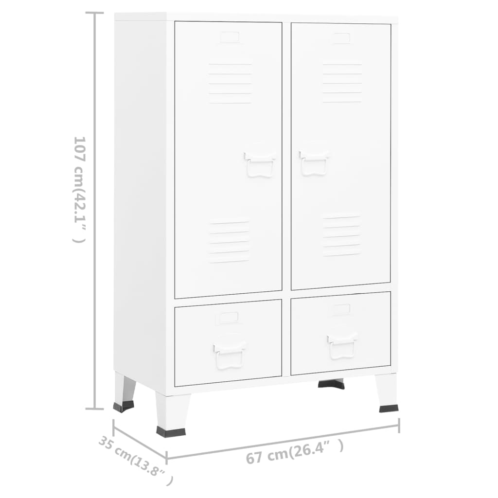 Kleiderschrank Industrie-Stil Weiß 67x35x107 cm Stahl
