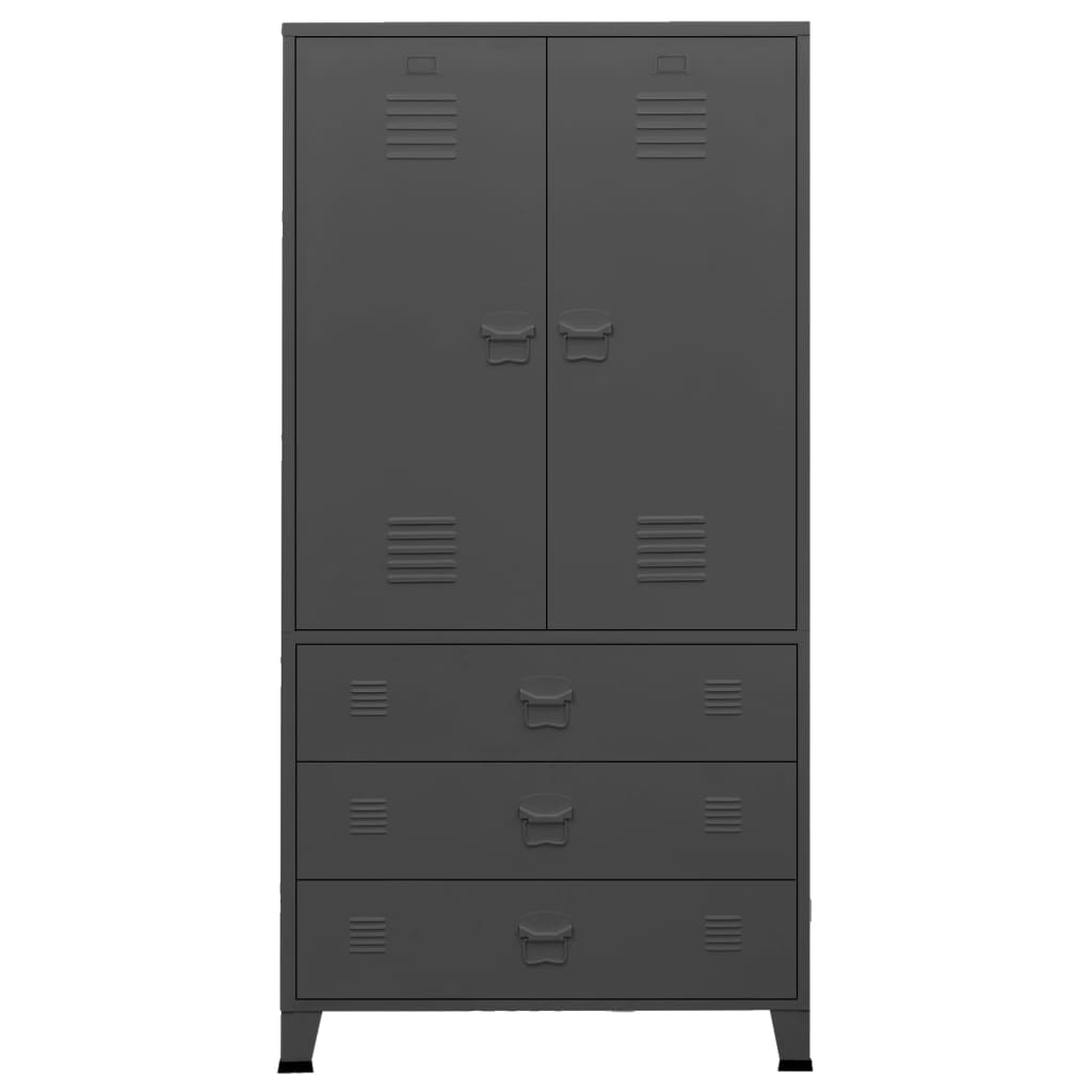 Industrial Kleiderschrank Anthrazit 90x50x180 cm Metall