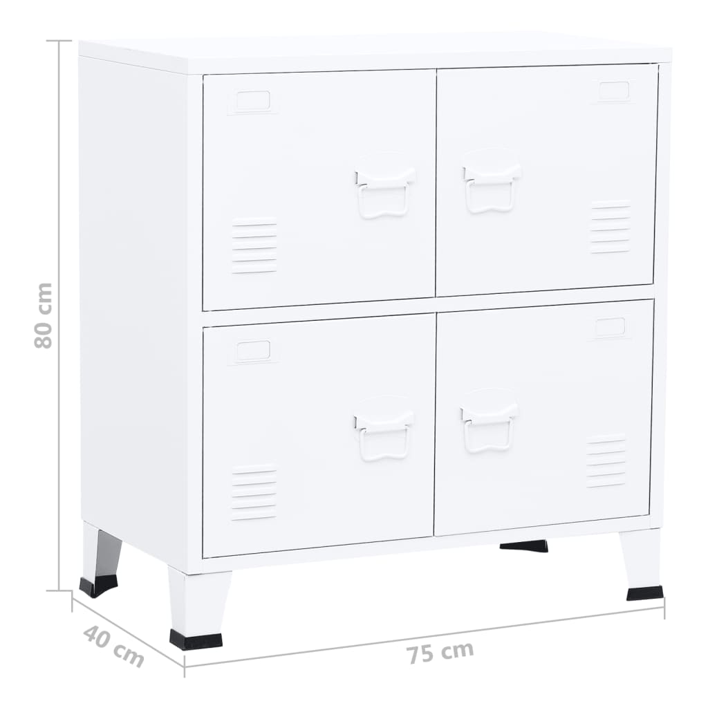 Industrial Aktenschrank Weiß 75x40x80 cm Stahl