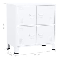 Thumbnail for Industrial Aktenschrank Weiß 75x40x80 cm Stahl