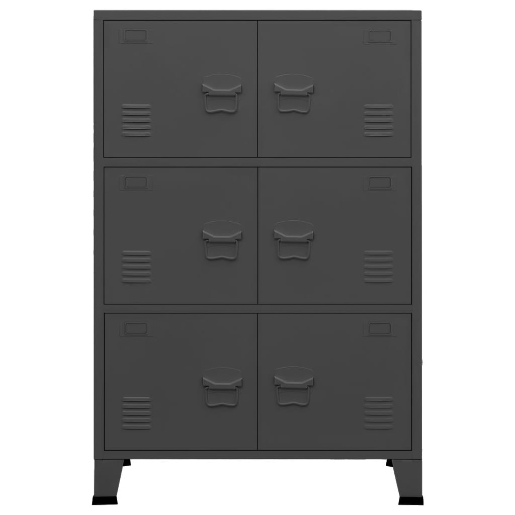 Aktenschrank Industrie-Stil Anthrazit 75x40x115 cm Metall