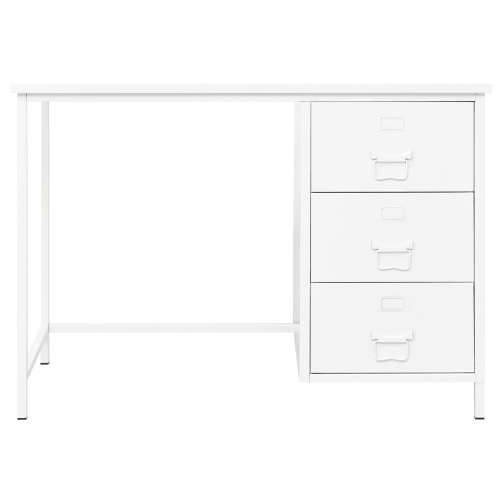Schreibtisch Industrie-Stil mit Schubladen Weiß 105x52x75 cm