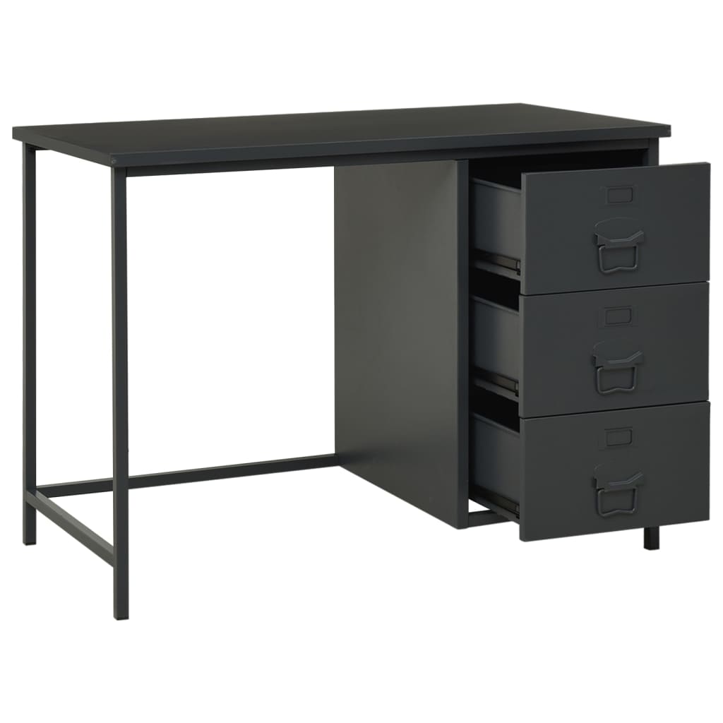 Schreibtisch Industrie-Stil Schubladen Anthrazit 105x52x75 cm