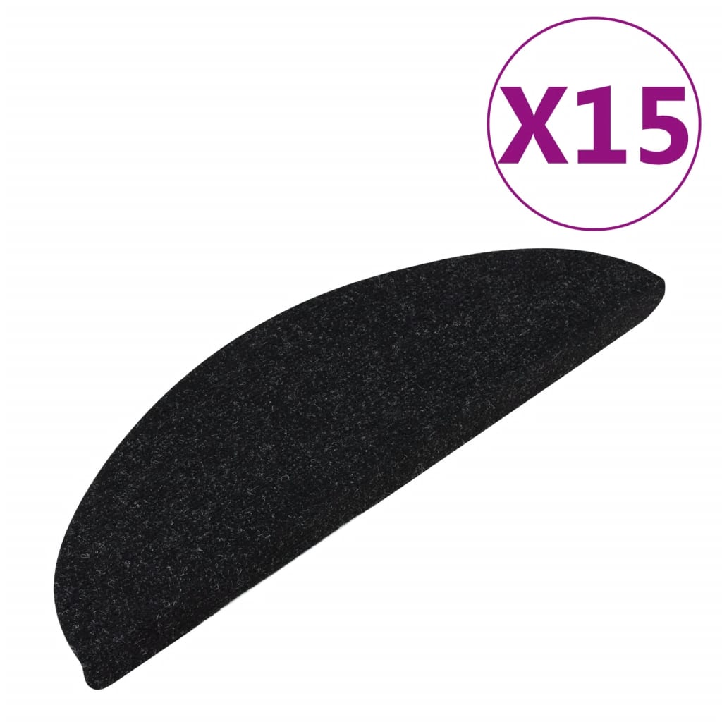 Stufenmatten Selbstklebend 15 Stk. 56x20 cm Schwarz