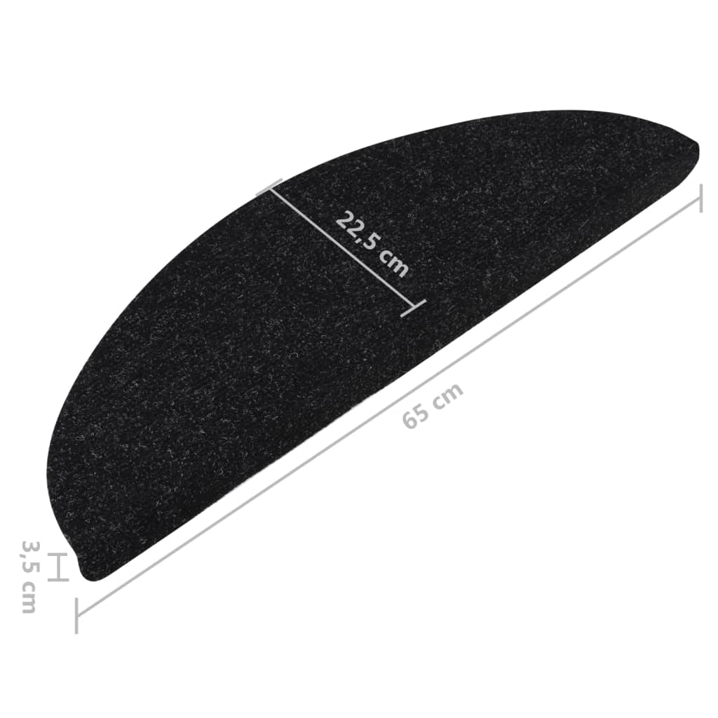 Stufenmatten Selbstklebend 15 Stk. 65x26 cm Schwarz
