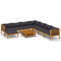 Thumbnail for 9-tlg. Garten-Lounge-Set mit Auflage Massivholz Akazie