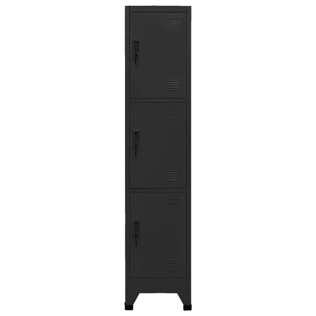 Schließfachschrank Schwarz 38x45x180 cm Stahl