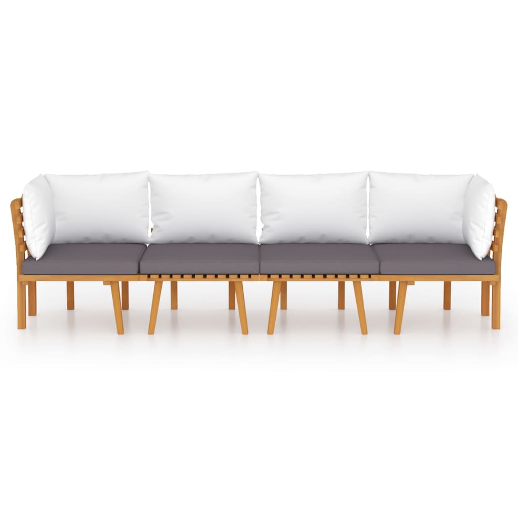 4-tlg. Garten-Lounge-Set mit Kissen Massivholz Akazie