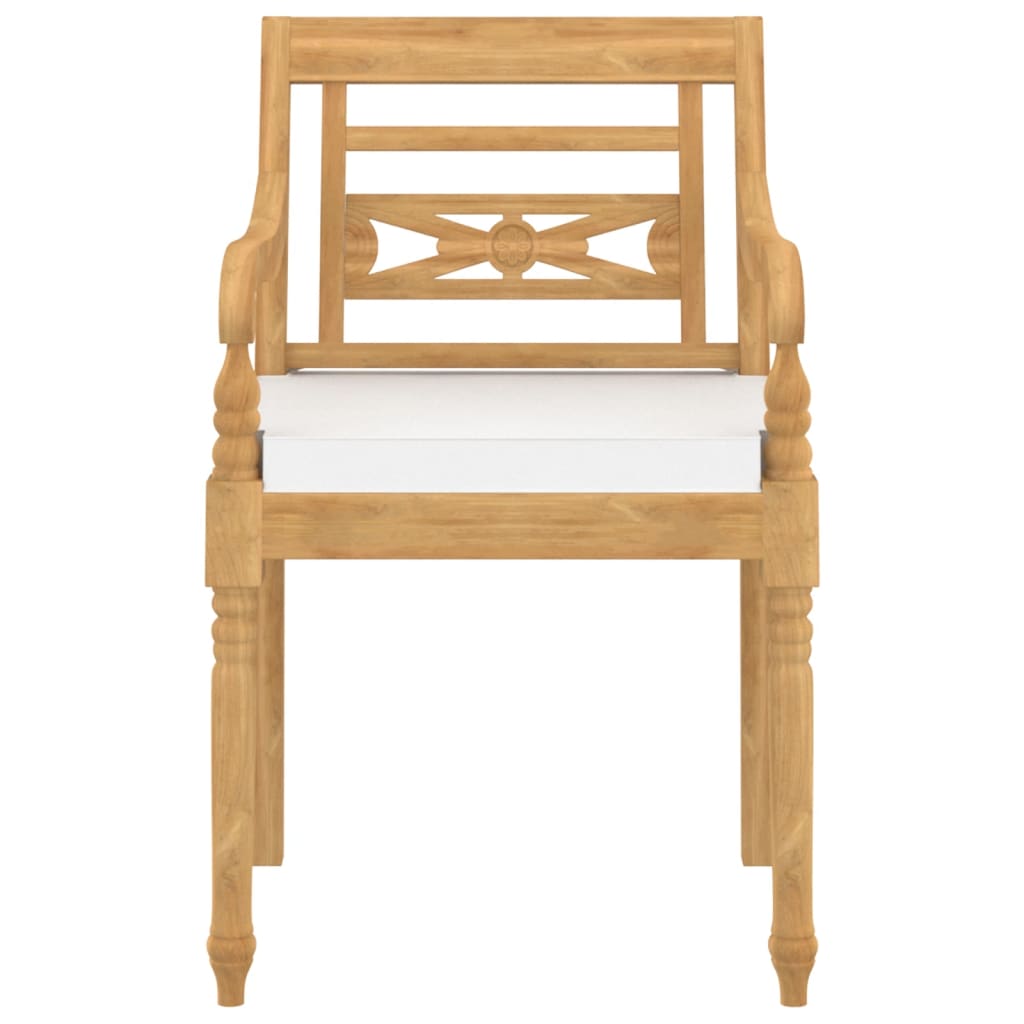 Batavia-Stühle 4 Stk. mit Kissen Massivholz Teak