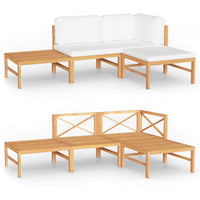 Thumbnail for 4-tlg. Garten-Lounge-Set mit Creme Kissen Massivholz Teak