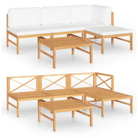 Thumbnail for 5-tlg. Garten-Lounge-Set mit Creme Kissen Massivholz Teak