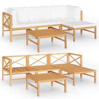 Thumbnail for 5-tlg. Garten-Lounge-Set mit Creme Kissen Massivholz Teak