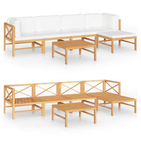 Thumbnail for 6-tlg. Garten-Lounge-Set mit Creme Kissen Massivholz Teak