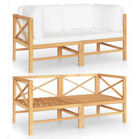 Thumbnail for 2-Sitzer-Gartensofa mit Creme Kissen Massivholz Teak