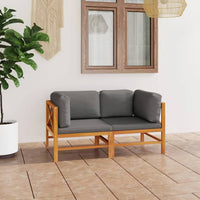 Thumbnail for 2-Sitzer-Gartensofa mit Grauen Kissen Massivholz Teak