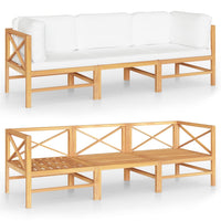 Thumbnail for 3-Sitzer-Gartensofa mit Creme Kissen Massivholz Teak