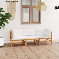 Thumbnail for 3-Sitzer-Gartensofa mit Creme Kissen Massivholz Teak