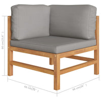 Thumbnail for 3-Sitzer-Gartensofa mit Grauen Kissen Massivholz Teak