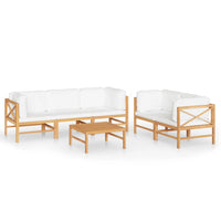 Thumbnail for 6-tlg. Garten-Lounge-Set mit Creme Kissen Massivholz Teak