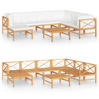 Thumbnail for 8-tlg. Garten-Lounge-Set mit Creme Kissen Massivholz Teak