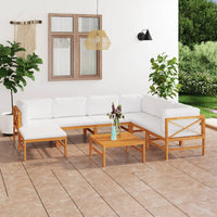 Thumbnail for 8-tlg. Garten-Lounge-Set mit Creme Kissen Massivholz Teak