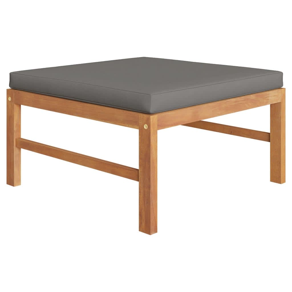 10-tlg. Garten-Lounge-Set mit Grauen Kissen Massivholz Teak