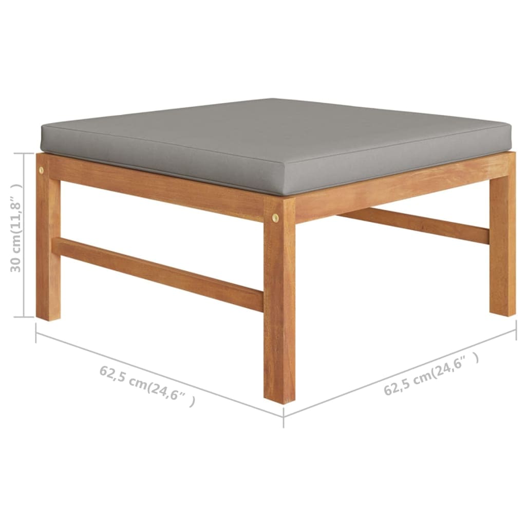 10-tlg. Garten-Lounge-Set mit Grauen Kissen Massivholz Teak