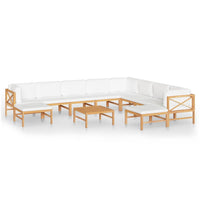 Thumbnail for 11-tlg. Garten-Lounge-Set mit Creme Kissen Massivholz Teak