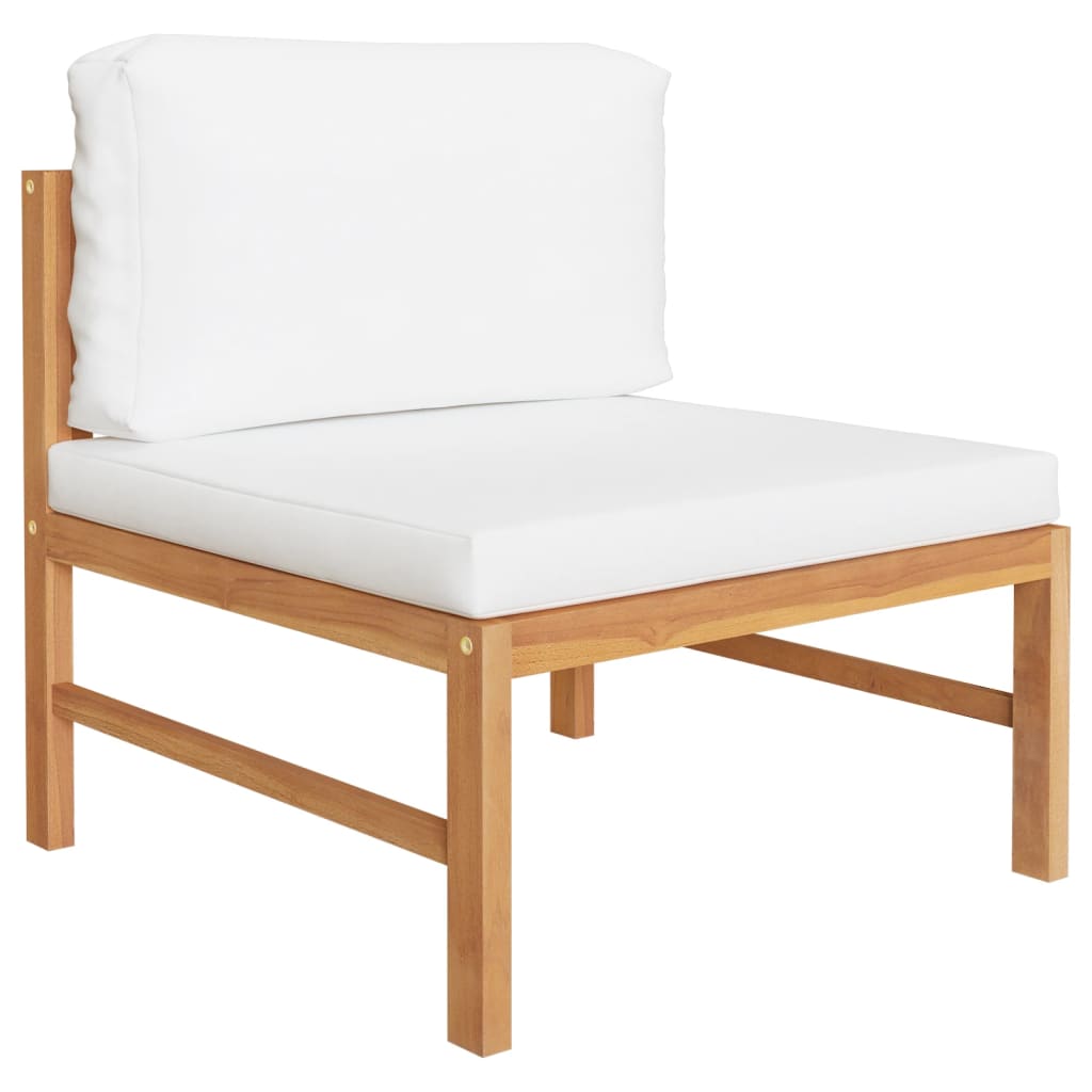 11-tlg. Garten-Lounge-Set mit Creme Kissen Massivholz Teak