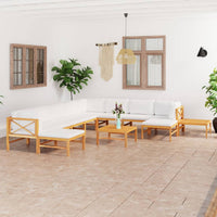 Thumbnail for 12-tlg. Garten-Lounge-Set mit Creme Kissen Massivholz Teak