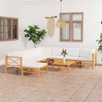 Thumbnail for 9-tlg. Garten-Lounge-Set mit Creme Kissen Massivholz Teak