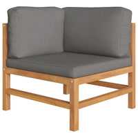 Thumbnail for 9-tlg. Garten-Lounge-Set mit Grauen Kissen Massivholz Teak