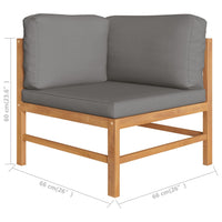 Thumbnail for 9-tlg. Garten-Lounge-Set mit Grauen Kissen Massivholz Teak