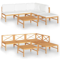 Thumbnail for 6-tlg. Garten-Lounge-Set mit Creme Kissen Massivholz Teak