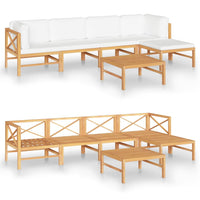 Thumbnail for 6-tlg. Garten-Lounge-Set mit Creme Kissen Massivholz Teak
