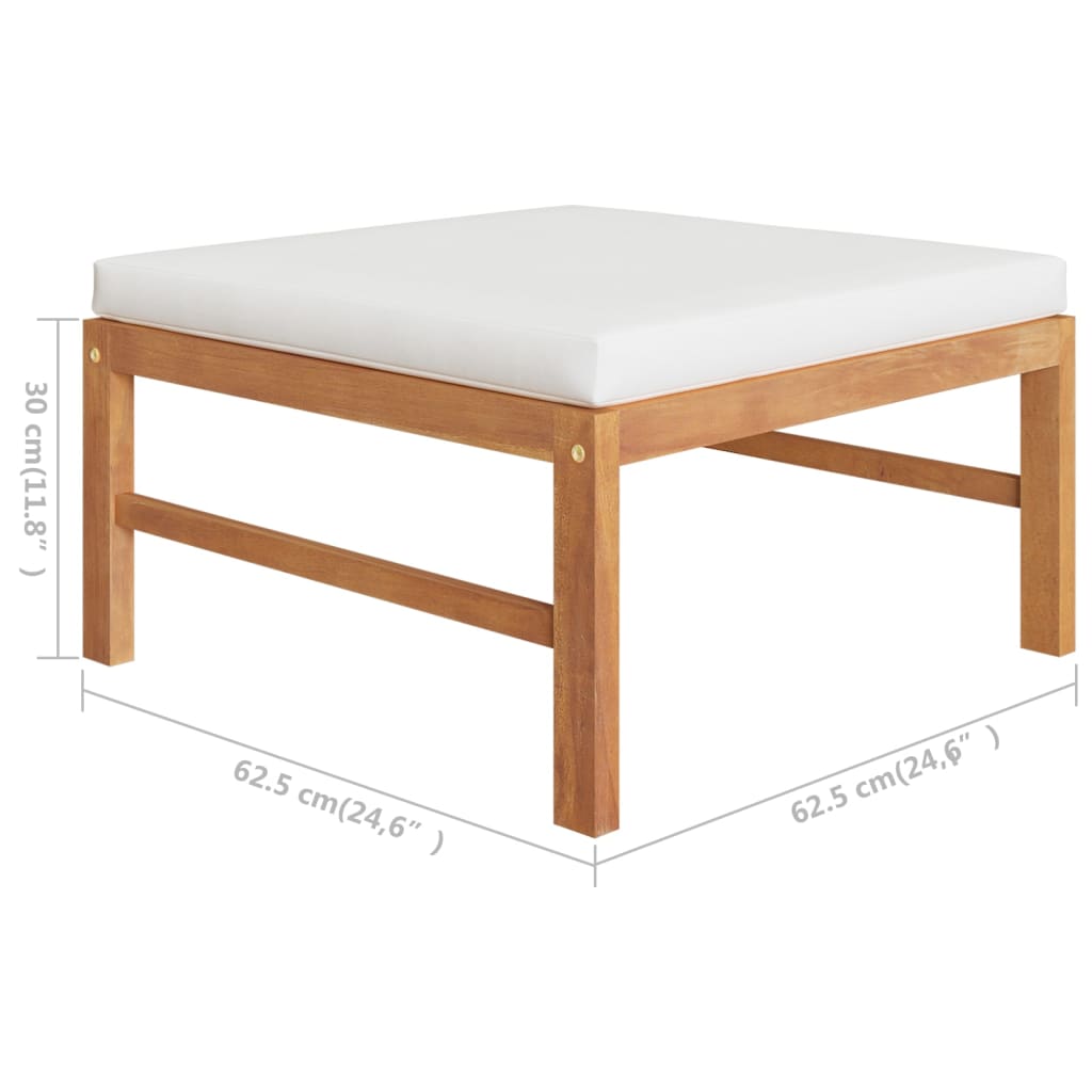 6-tlg. Garten-Lounge-Set mit Creme Kissen Massivholz Teak