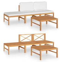 Thumbnail for 4-tlg. Garten-Lounge-Set mit Creme Kissen Massivholz Teak